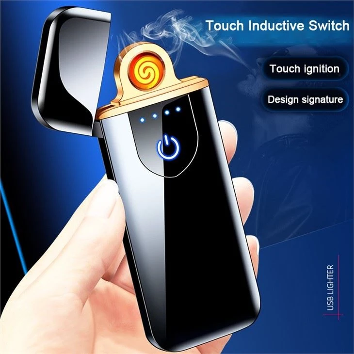 Cheapest Creative Metal Windproof USB Coil Lighter Electronic Touch Sensor Induction Cigarette Lighter