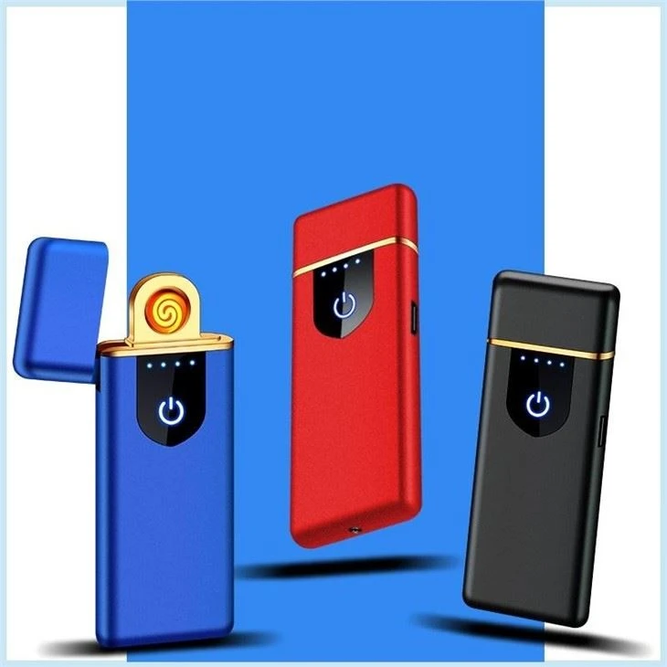 Cheapest Creative Metal Windproof USB Coil Lighter Electronic Touch Sensor Induction Cigarette Lighter